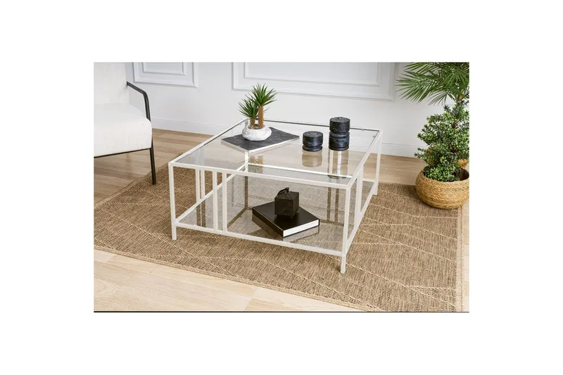 Ezer Soffbord 80 cm - Vit/Transparent - Möbler - Vardagsrum - Soffbord & vardagsrumsbord - Soffbord