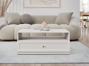 Fayric 100 cm Rektangulärt Soffbord med Lådor i Trä - Beige - Möbler - Vardagsrum - Soffbord & vardagsrumsbord - Soffbord