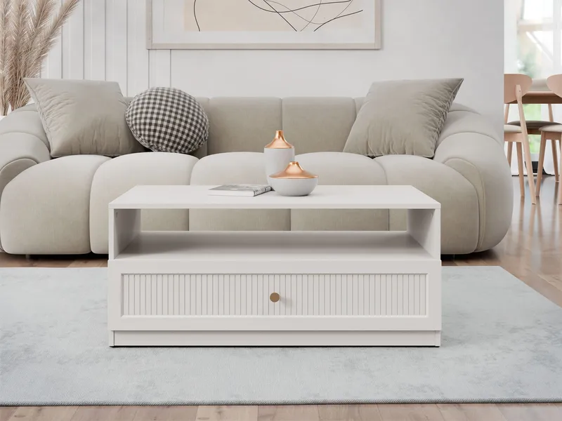 Fayric 100 cm Rektangulärt Soffbord med Lådor i Trä - Beige - Möbler - Vardagsrum - Soffbord & vardagsrumsbord - Soffbord