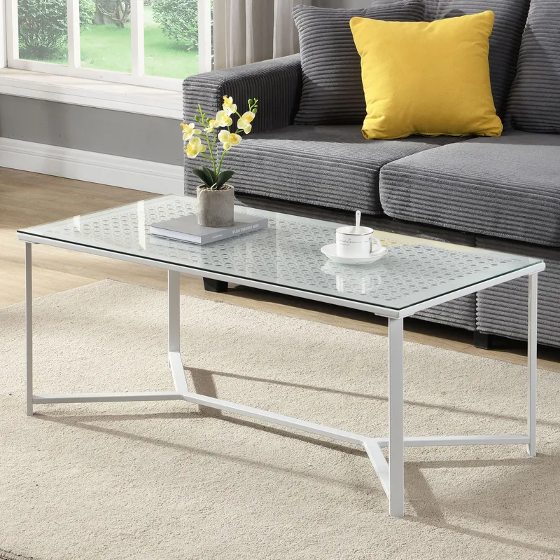 Fenara Soffbord 100 cm - Transparent och matt vit - Möbler - Vardagsrum - Soffbord & vardagsrumsbord - Soffbord