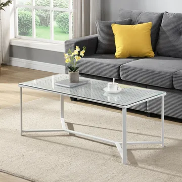 Fenara Soffbord 100 cm - Transparent och matt vit - Möbler - Vardagsrum - Soffbord & vardagsrumsbord - Soffbord