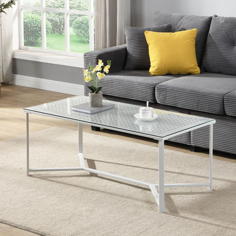 Fenara Soffbord 100 cm - Transparent och matt vit - Möbler - Vardagsrum - Soffbord & vardagsrumsbord - Soffbord