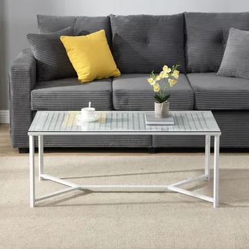 Fenara Soffbord 100 cm - Transparent och matt vit - Möbler - Vardagsrum - Soffbord & vardagsrumsbord - Soffbord