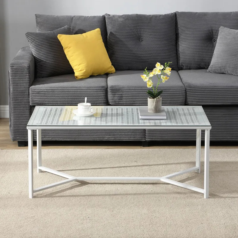 Fenara Soffbord 100 cm - Transparent och matt vit - Möbler - Vardagsrum - Soffbord & vardagsrumsbord - Soffbord