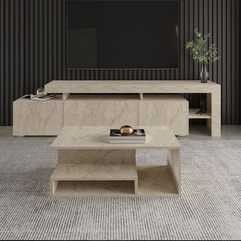 Fenlo Soffbord 90x35x44,8 cm - Travertin - Möbler - Vardagsrum - Soffbord & vardagsrumsbord - Soffbord