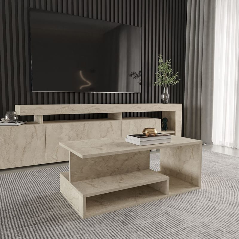 Fenlo Soffbord 90x35x44,8 cm - Travertin - Möbler - Vardagsrum - Soffbord & vardagsrumsbord - Soffbord