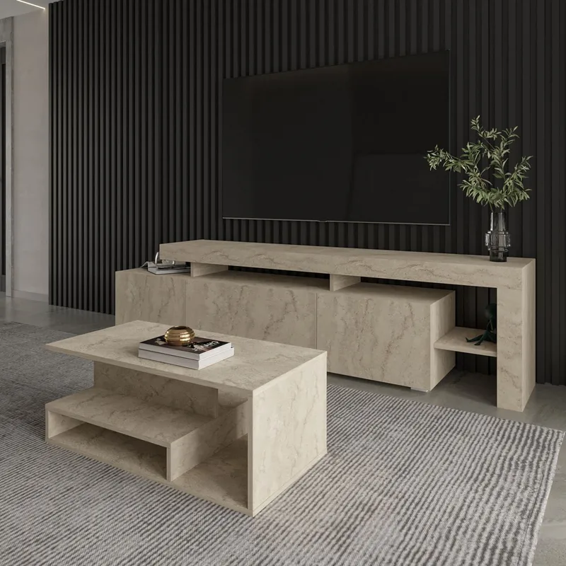 Fenlo Soffbord 90x35x44,8 cm - Travertin - Möbler - Vardagsrum - Soffbord & vardagsrumsbord - Soffbord