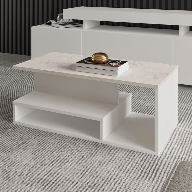 Fenlo Soffbord 90x35x44,8 cm - Vit marmor - Möbler - Vardagsrum - Soffbord & vardagsrumsbord - Soffbord