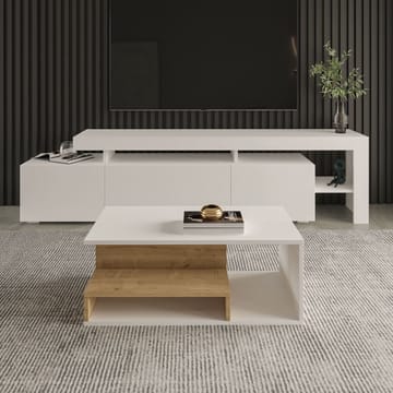Fenlo Soffbord 90x35x44,8 cm - Vit sapphire-ek - Möbler - Vardagsrum - Soffbord & vardagsrumsbord - Soffbord