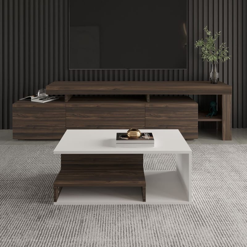 Fenlo Soffbord 90x35x44,8 cm - Vit valnöt - Möbler - Vardagsrum - Soffbord & vardagsrumsbord - Soffbord