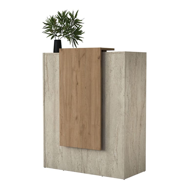 Fenvik Receptionbord 90x110x40 cm, Travertin och valnöt