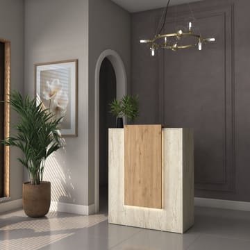 Fenvik Receptionbord 90x110x40 cm - Travertin och valnöt - Möbler - Vardagsrum - Soffbord & vardagsrumsbord - Avlastningsbord & konsolbord