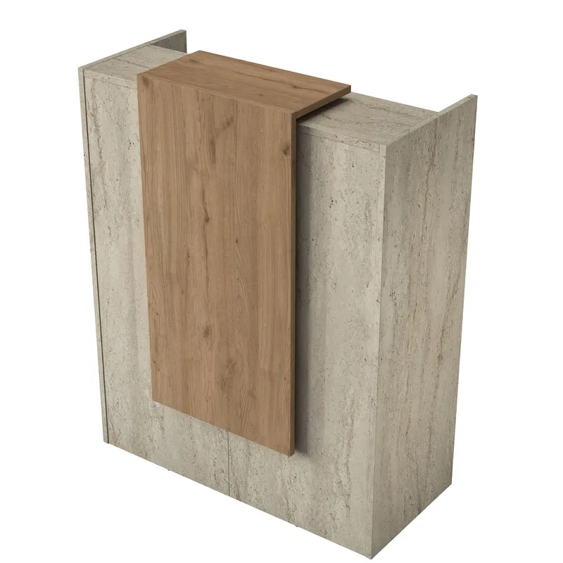 Fenvik Receptionbord 90x110x40 cm - Travertin och valnöt - Möbler - Vardagsrum - Soffbord & vardagsrumsbord - Avlastningsbord & konsolbord