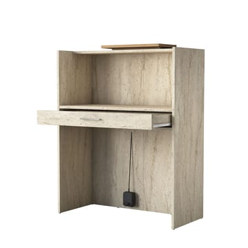 Fenvik Receptionbord 90x110x40 cm - Travertin och valnöt - Möbler - Vardagsrum - Soffbord & vardagsrumsbord - Avlastningsbord & konsolbord