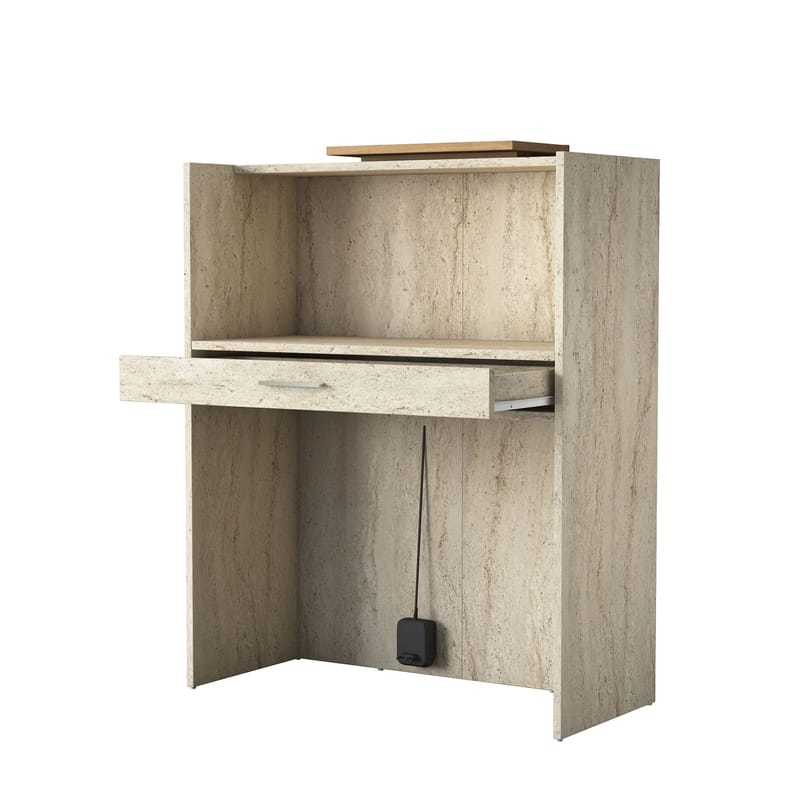 Fenvik Receptionbord 90x110x40 cm - Travertin och valnöt - Möbler - Vardagsrum - Soffbord & vardagsrumsbord - Avlastningsbord & konsolbord