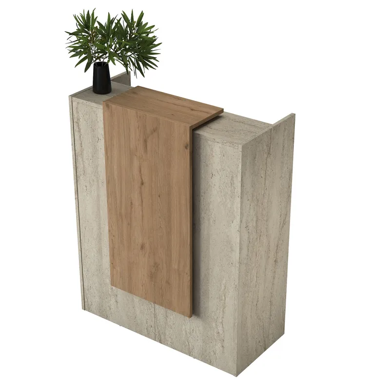 Fenvik Receptionbord 90x110x40 cm - Travertin och valnöt - Möbler - Vardagsrum - Soffbord & vardagsrumsbord - Avlastningsbord & konsolbord