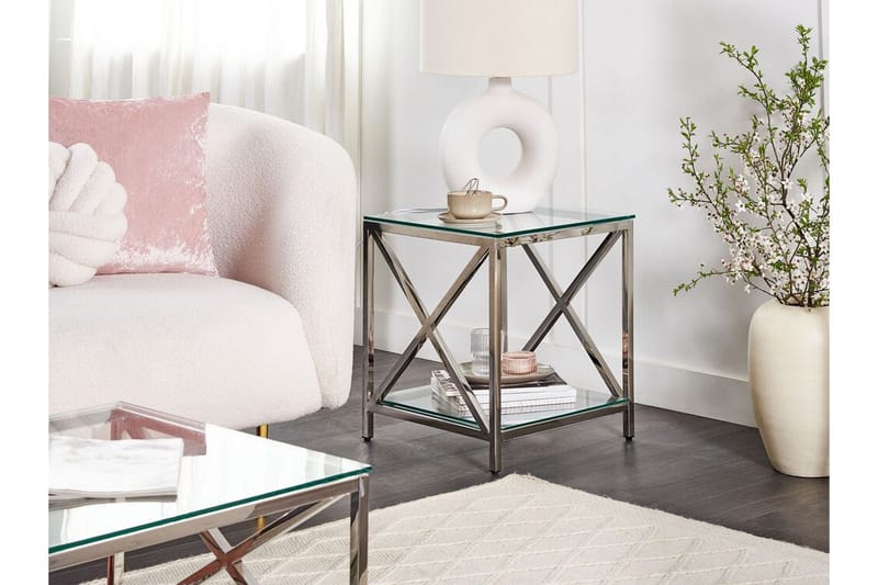 Fidelina Sidobord 45 cm - Silver/Transparent - Möbler - Vardagsrum - Soffbord & vardagsrumsbord - Brickbord