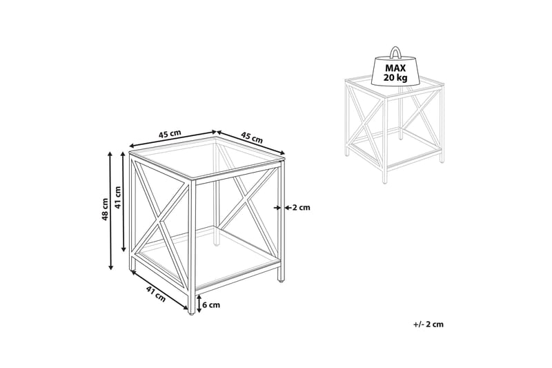 Fidelina Sidobord 45 cm - Silver/Transparent - Möbler - Vardagsrum - Soffbord & vardagsrumsbord - Brickbord