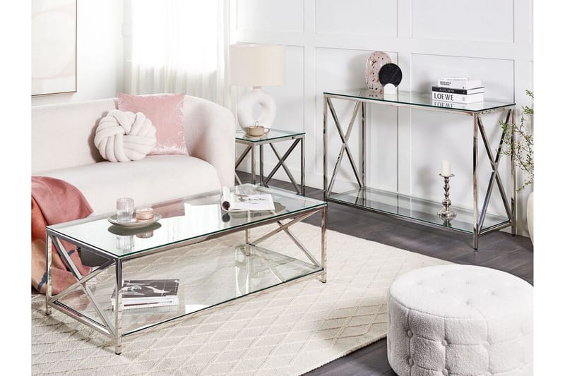 Fidelina Sidobord 45 cm - Silver/Transparent - Möbler - Vardagsrum - Soffbord & vardagsrumsbord - Brickbord