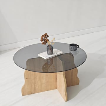 Fikret Soffbord 75 cm Rund Glas - Safir Ek Och Rökt - Möbler - Vardagsrum - Soffbord & vardagsrumsbord - Soffbord
