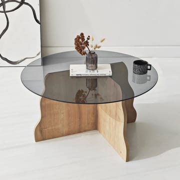 Fikret Soffbord 75 cm Rund Glas - Safir Ek Och Rökt - Möbler - Vardagsrum - Soffbord & vardagsrumsbord - Soffbord