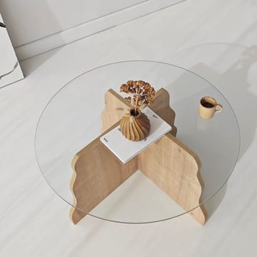 Fikret Soffbord 75 cm Rund Glas - Safir Ek Och Transparent - Möbler - Vardagsrum - Soffbord & vardagsrumsbord - Soffbord