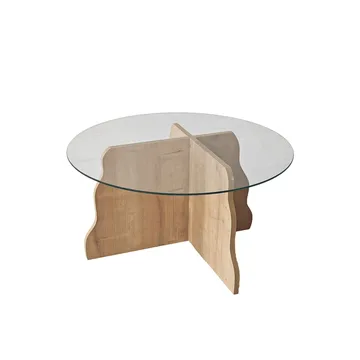 Fikret Soffbord 75 cm Rund Glas - Safir Ek Och Transparent - Möbler - Vardagsrum - Soffbord & vardagsrumsbord - Soffbord