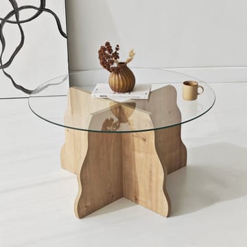 Fikret Soffbord 75 cm Rund Glas - Safir Ek Och Transparent - Möbler - Vardagsrum - Soffbord & vardagsrumsbord - Soffbord
