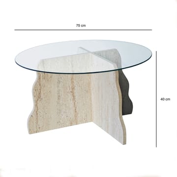 Fikret Soffbord 75 cm Rund Glas - Travertin Och Transparent - Möbler - Vardagsrum - Soffbord & vardagsrumsbord - Soffbord