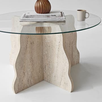 Fikret Soffbord 75 cm Rund Glas - Travertin Och Transparent - Möbler - Vardagsrum - Soffbord & vardagsrumsbord - Soffbord