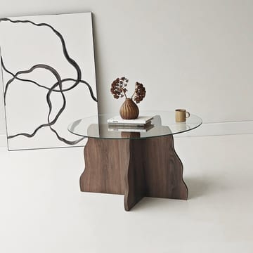 Fikret Soffbord 75 cm Rund Glas - Valnöt Och Transparent - Möbler - Vardagsrum - Soffbord & vardagsrumsbord - Soffbord