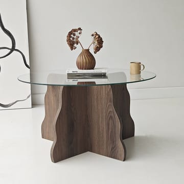Fikret Soffbord 75 cm Rund Glas - Valnöt Och Transparent - Möbler - Vardagsrum - Soffbord & vardagsrumsbord - Soffbord