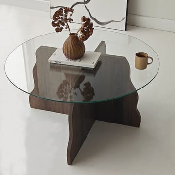 Fikret Soffbord 75 cm Rund Glas - Valnöt Och Transparent - Möbler - Vardagsrum - Soffbord & vardagsrumsbord - Soffbord