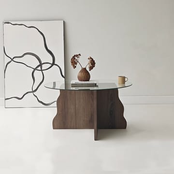 Fikret Soffbord 75 cm Rund Glas - Valnöt Och Transparent - Möbler - Vardagsrum - Soffbord & vardagsrumsbord - Soffbord
