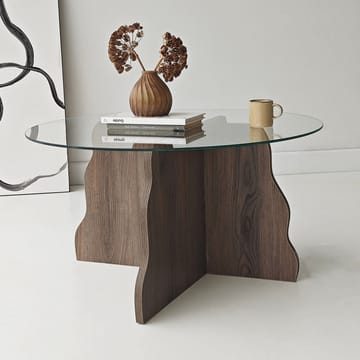Fikret Soffbord 75 cm Rund Glas - Valnöt Och Transparent - Möbler - Vardagsrum - Soffbord & vardagsrumsbord - Soffbord