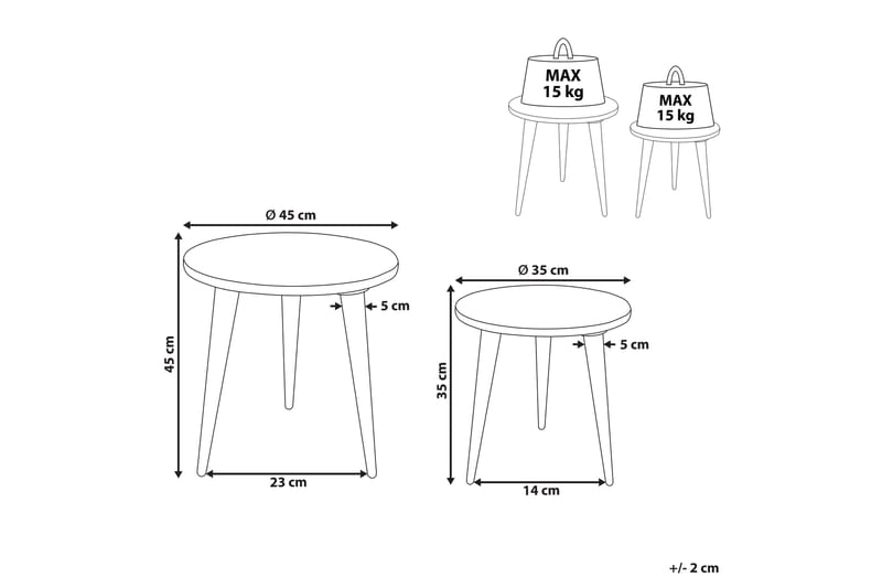 Filbert Satsbord 45 cm - Ljust trä/Vit - Möbler - Vardagsrum - Soffbord & vardagsrumsbord - Satsbord