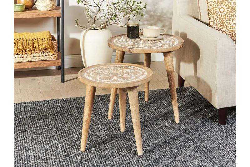 Fiorenzo Satsbord 45 cm - Ljust trä/Vit - Möbler - Vardagsrum - Soffbord & vardagsrumsbord - Satsbord