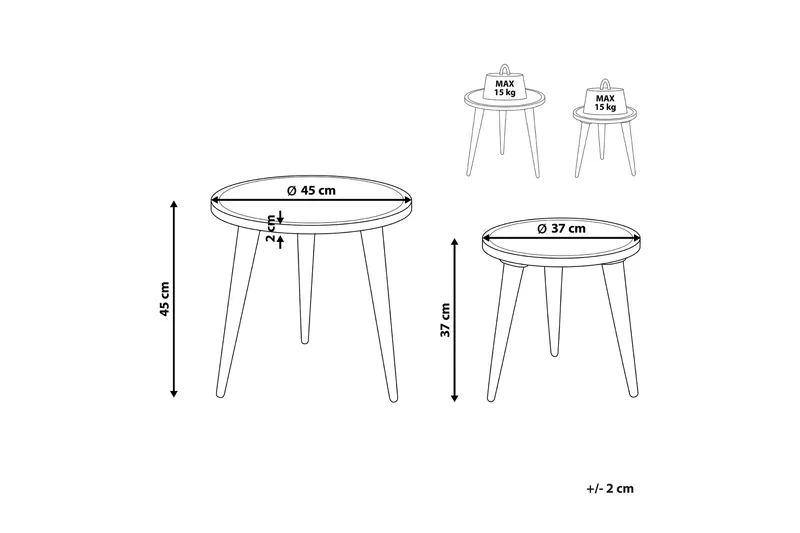 Fiorenzo Satsbord 45 cm - Ljust trä/Vit - Möbler - Vardagsrum - Soffbord & vardagsrumsbord - Satsbord
