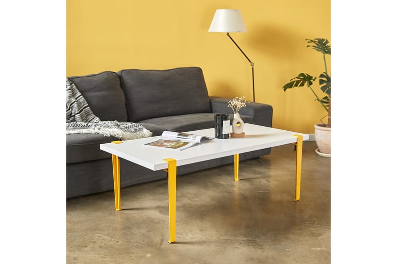 FONISSA Soffbord 120x60 cm Vit/Gul - Möbler - Vardagsrum - Soffbord & vardagsrumsbord - Soffbord