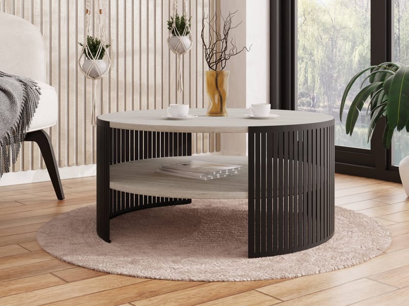 Friend Soffbord 75 cm Rund - Svart|beige - Möbler - Vardagsrum - Soffbord & vardagsrumsbord - Soffbord