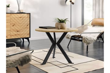 Froma 65 cm Runt Soffbord med Korsade Ben i Mörkt Trä - Brun|Svart - Möbler - Vardagsrum - Soffbord & vardagsrumsbord - Soffbord
