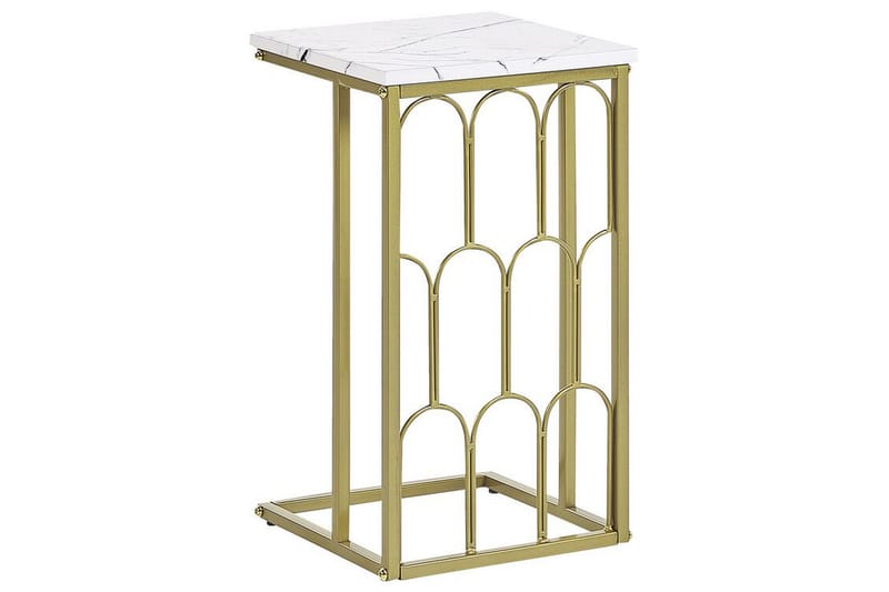 Fuller Rektangulärt Soffbord 30 cm i Marmor med Metallstativ - Vit - Möbler - Vardagsrum - Soffbord & vardagsrumsbord - Soffbord