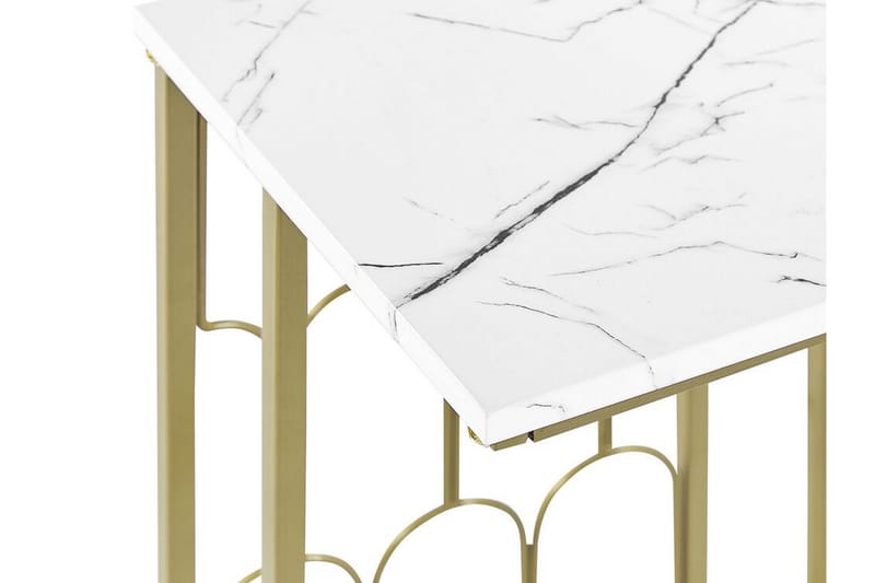 Fuller Rektangulärt Soffbord 30 cm i Marmor med Metallstativ - Vit - Möbler - Vardagsrum - Soffbord & vardagsrumsbord - Soffbord