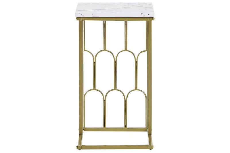 Fuller Rektangulärt Soffbord 30 cm i Marmor med Metallstativ - Vit - Möbler - Vardagsrum - Soffbord & vardagsrumsbord - Soffbord
