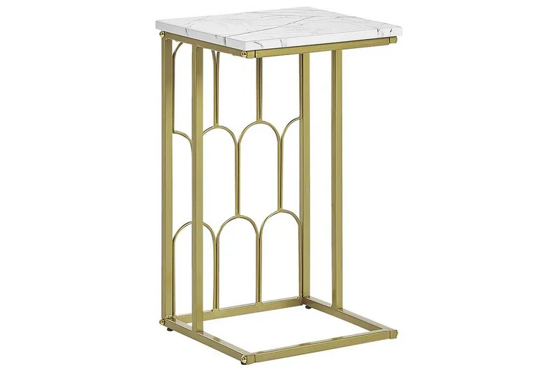 Fuller Rektangulärt Soffbord 30 cm i Marmor med Metallstativ, Vit