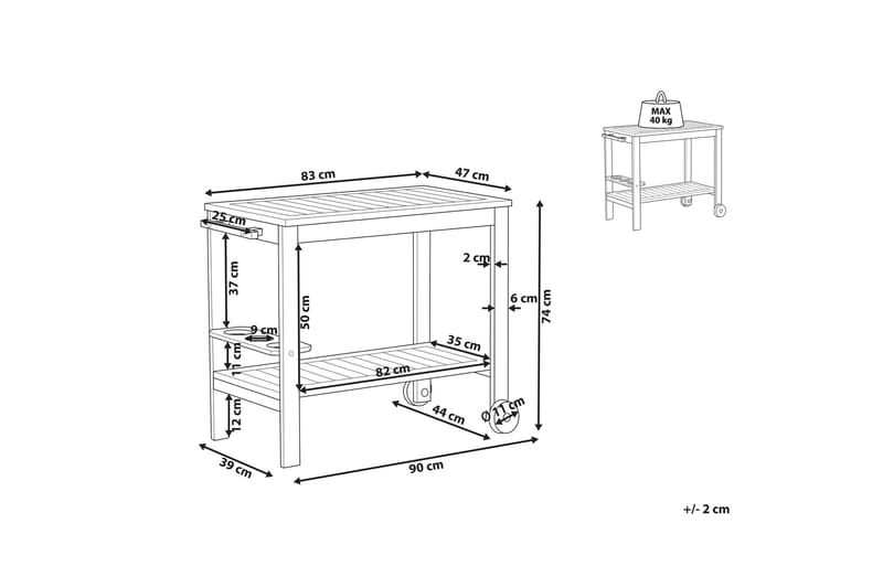 Gaetano Sidobord 47 cm - Ljust trä - Möbler - Vardagsrum - Soffbord & vardagsrumsbord - Brickbord