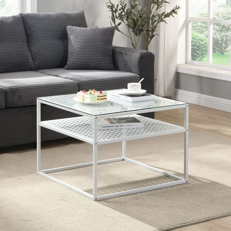 Galaro Soffbord 60 cm - Transparent och matt vit - Möbler - Vardagsrum - Soffbord & vardagsrumsbord - Soffbord
