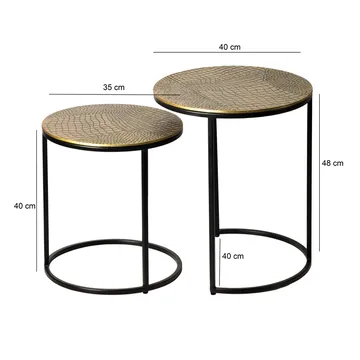 Galela Satsbord 40 cm Set om 2 - Guld och svart - Möbler - Vardagsrum - Soffbord & vardagsrumsbord - Satsbord