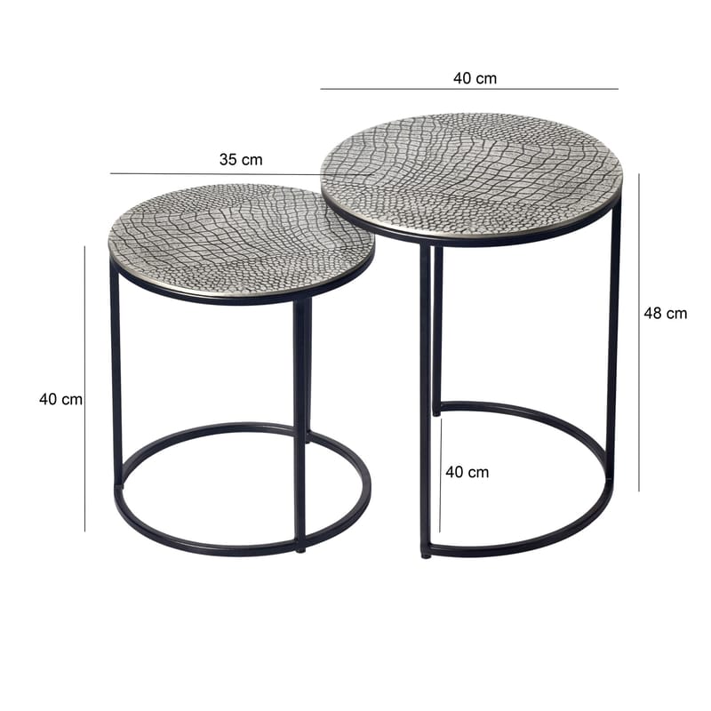 Galela Satsbord 40 cm Set om 2 - Silver och svart - Möbler - Vardagsrum - Soffbord & vardagsrumsbord - Satsbord