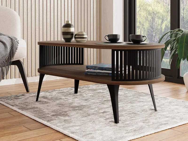 Galia soffbord 100x44 cm - Svart, valnöt - Möbler - Vardagsrum - Soffbord & vardagsrumsbord - Soffbord